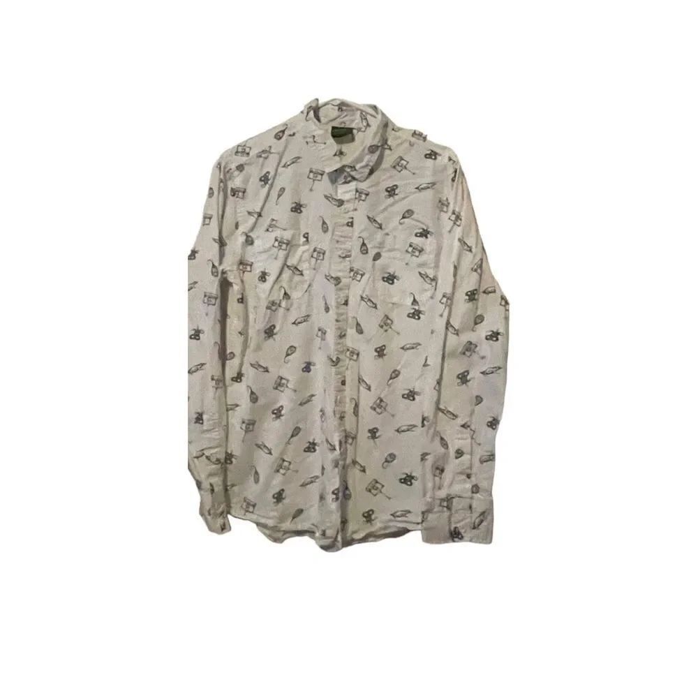 Fantastic Beasts by Hot Topic Mens White Casual Button Front Shirt Size Large